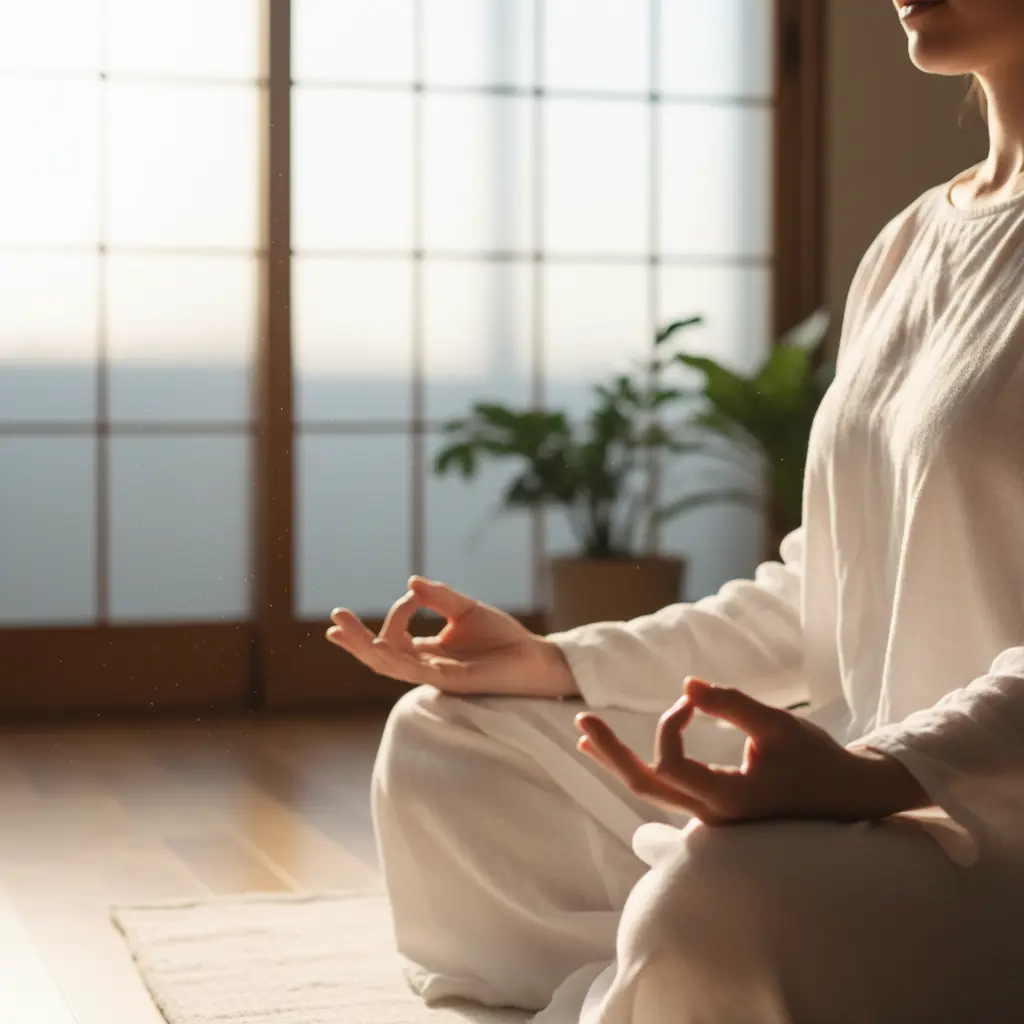 Close up of hands in meditation