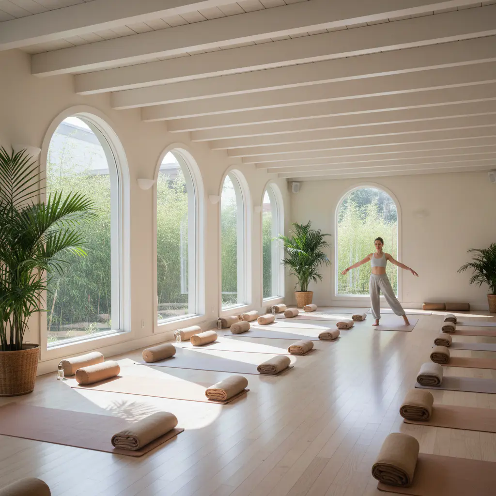 Yoga studio filled with natural light
