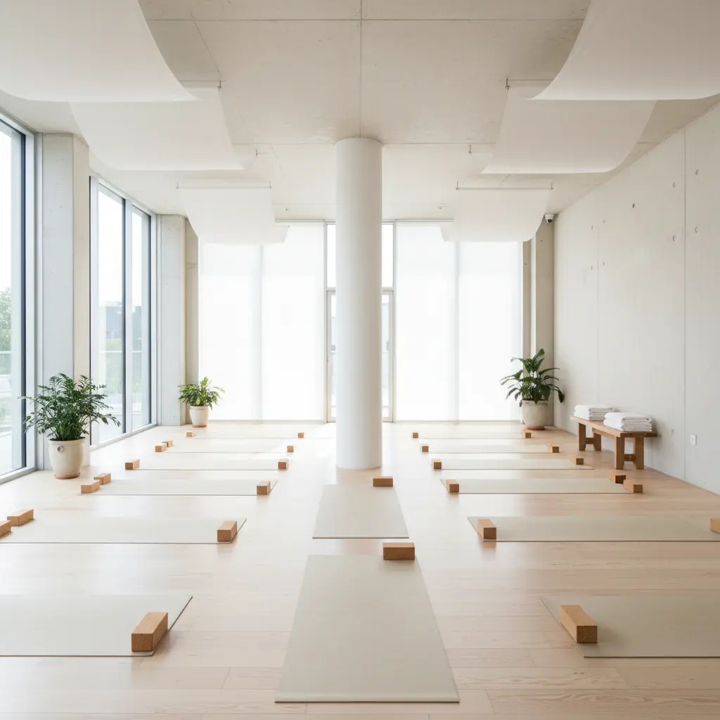 Bright and minimal yoga studio space