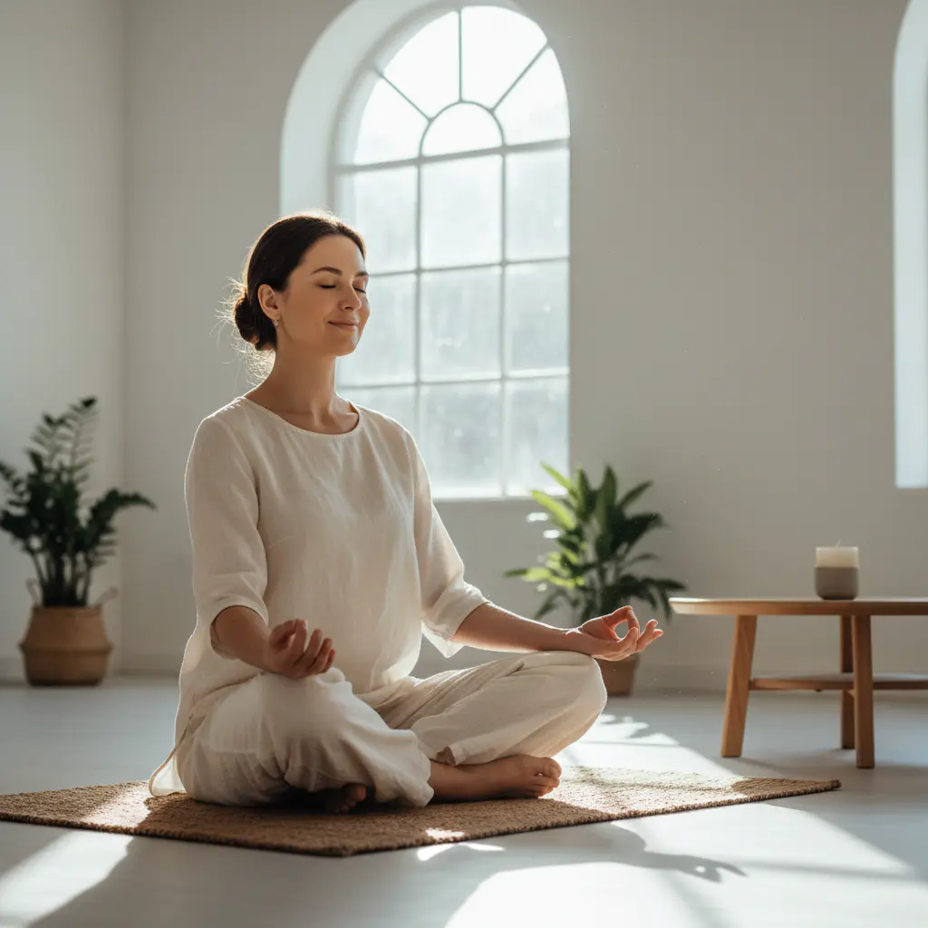 Meditation guide sitting calmly